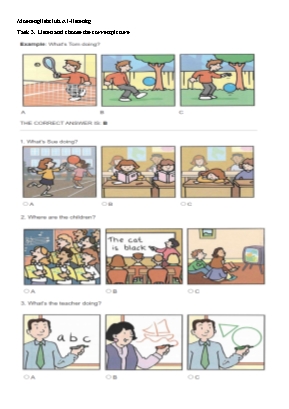 Bài tập Tiếng Anh Lớp 3 - Phần Listening - Task 3